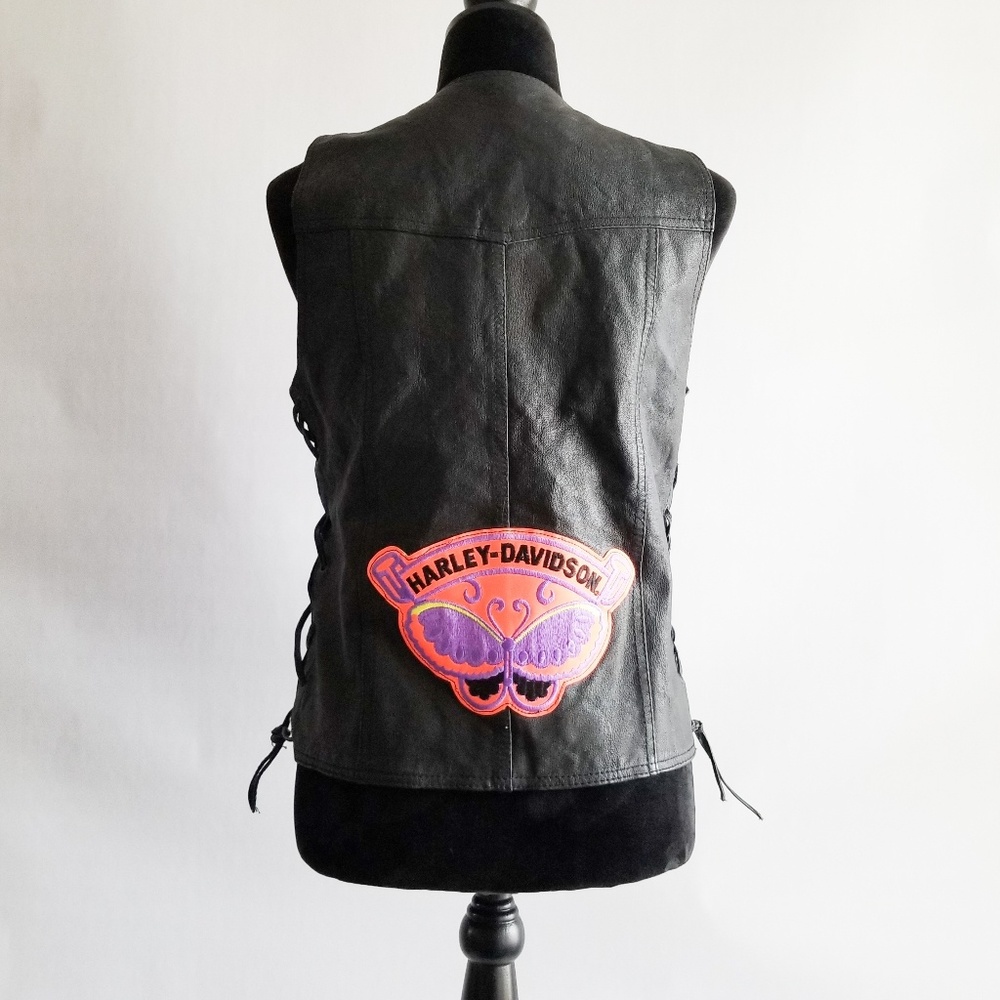 Starling Leather Vest With Harley Davidson Patch